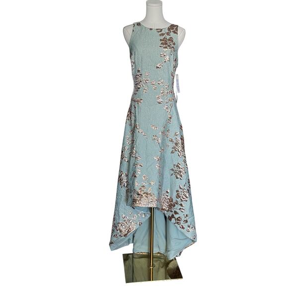 Rickie Freeman For Teri Jon High Low Metallic Jacquard Gown Size 4 Asymmetrical - Picture 6 of 16